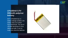 LP423040 3.7V Ceallraí polaiméir 530Mah