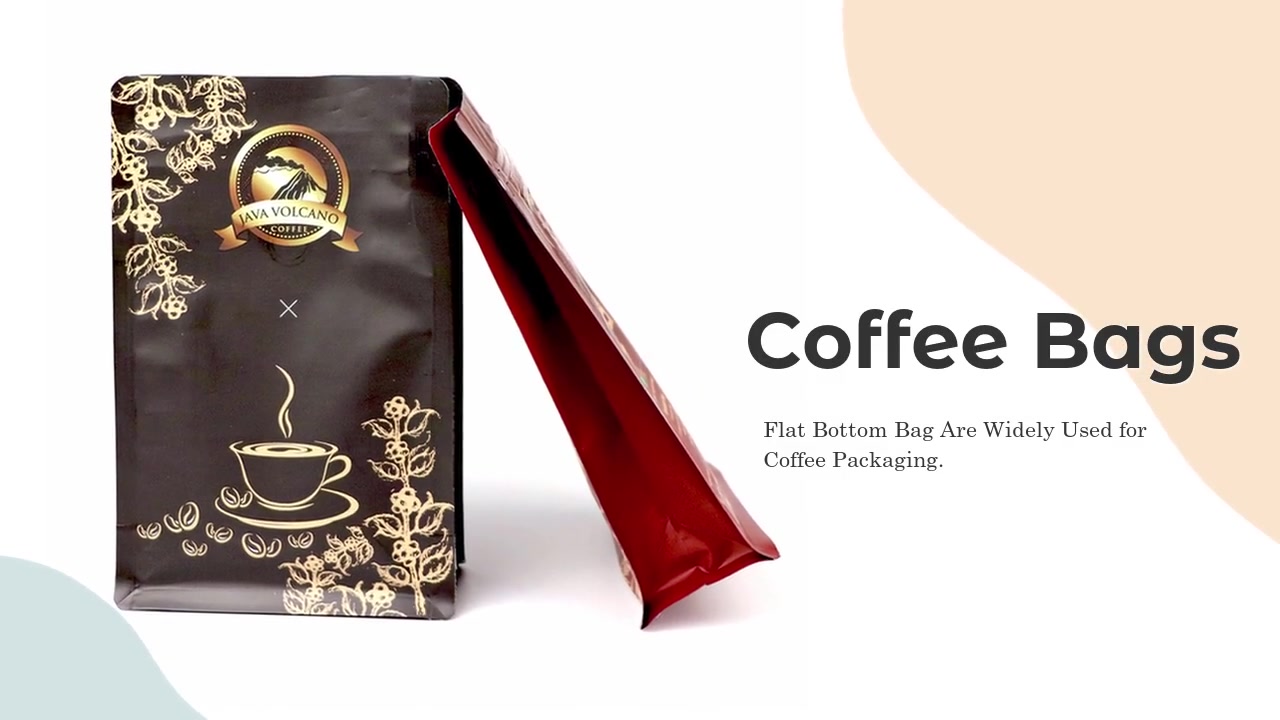 RSH Packaging Custom Printed Flat Bottom Coffee Bags OEM Packaging Manufacturer China