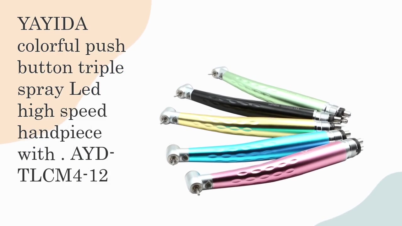 YAYIDA Dental colorful push button triple spray Led high speed handpiece with clean head system. AYD-TLCM4-12