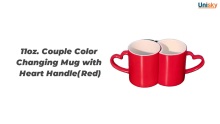 11oz. Couple Color Changing Mug with Heart Handle(Red)