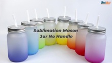 Sublimation Mason Jar No Handle(w/Straw,Frosted, Gradient Color)
