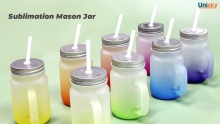 Sublimation Mason Jar(w/Straw,Frosted, Gradient Color)