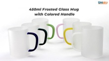 450ml Frosted Glass Mug with Colored Handle