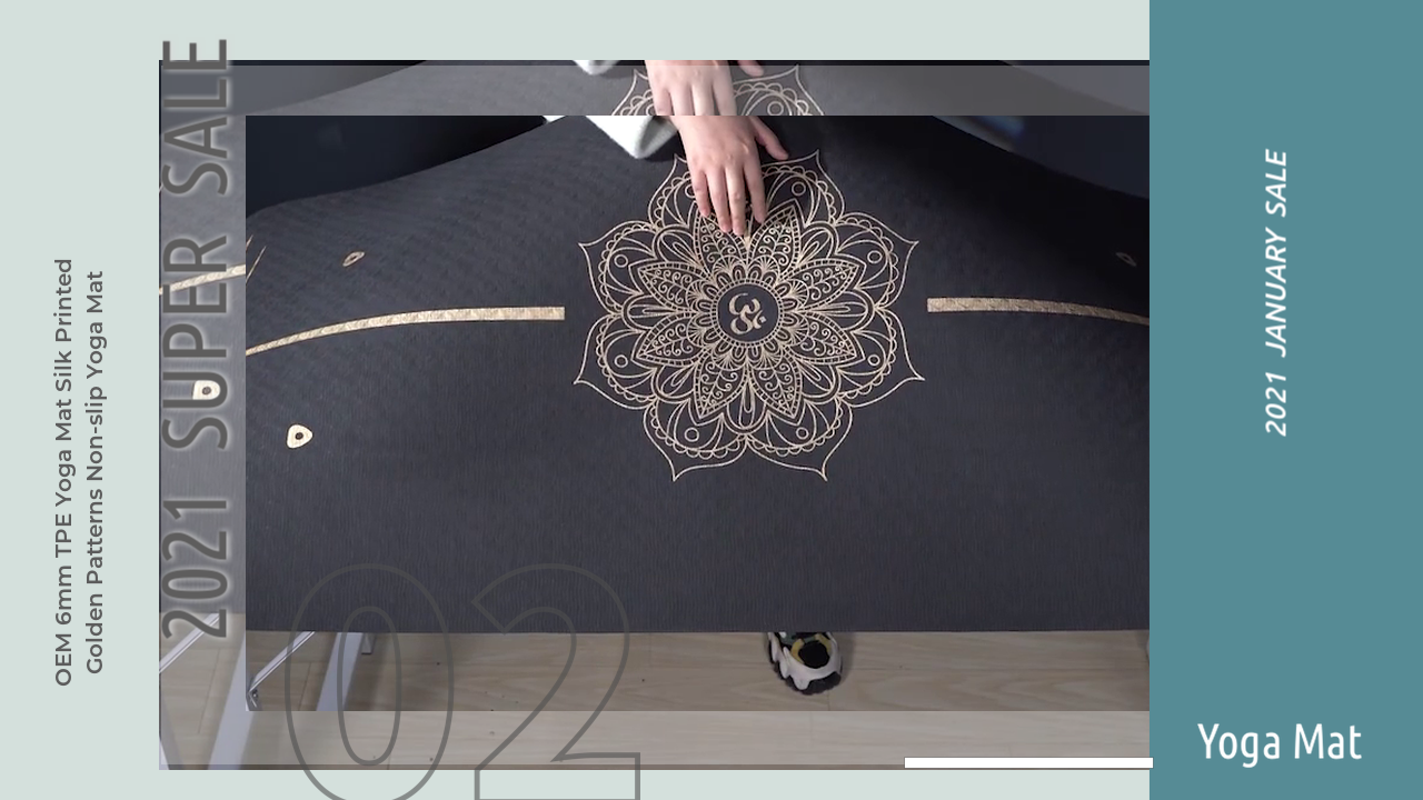 OEM 6mm TPE Yoga Mat Silk Printed Golden Patterns Non-slip Yoga Mat
