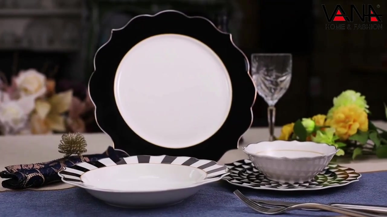 Wholesale High Quality Luxury Sunflower Design Plates Bowl Dishes for