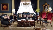 MZ-808SF-1B Genuine Blue Leather Sofa Set