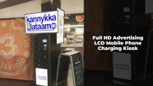 Finland Shopping Mall Restaurant Hotel Events 43 Inch Full HD Advertising LCD Mobile Phone Charging Kiosk with English and Finnish Language