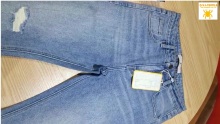 Recycle poly jeans long pants, environment-friendly fabric jeans, HYQ142-19S