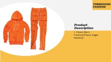 Custom Solid Color Tooling Tracksuits 6 Pockets Long Pants And Hoodie Jogging Suits For Men