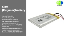 UL KC CB BIS Approved DTP603450 Rechargeable Li polymer 3.7v 1000mAh Lipo battery|DTP battery