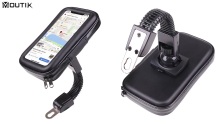 Doikuntza motozikleta atzerako ispilua iragazgaitza den telefonoaren euskarria