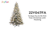 7.5 feet Pre-lit PE PVC Tree Christmas with Flocking