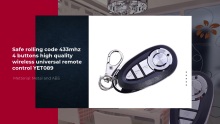 Safe Rolling Code 433mhz 4 Buttons High Quality Wireless Universal Remote Control YET089