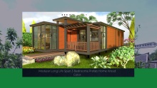 Modular Long Life Span 3 Bedrooms Prefab Home Wood Color