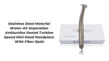 Stainless Steel Material Water-Air Separation Antisuction Dental Turbina Speed Mini Head Handpiece With Fiber Optic