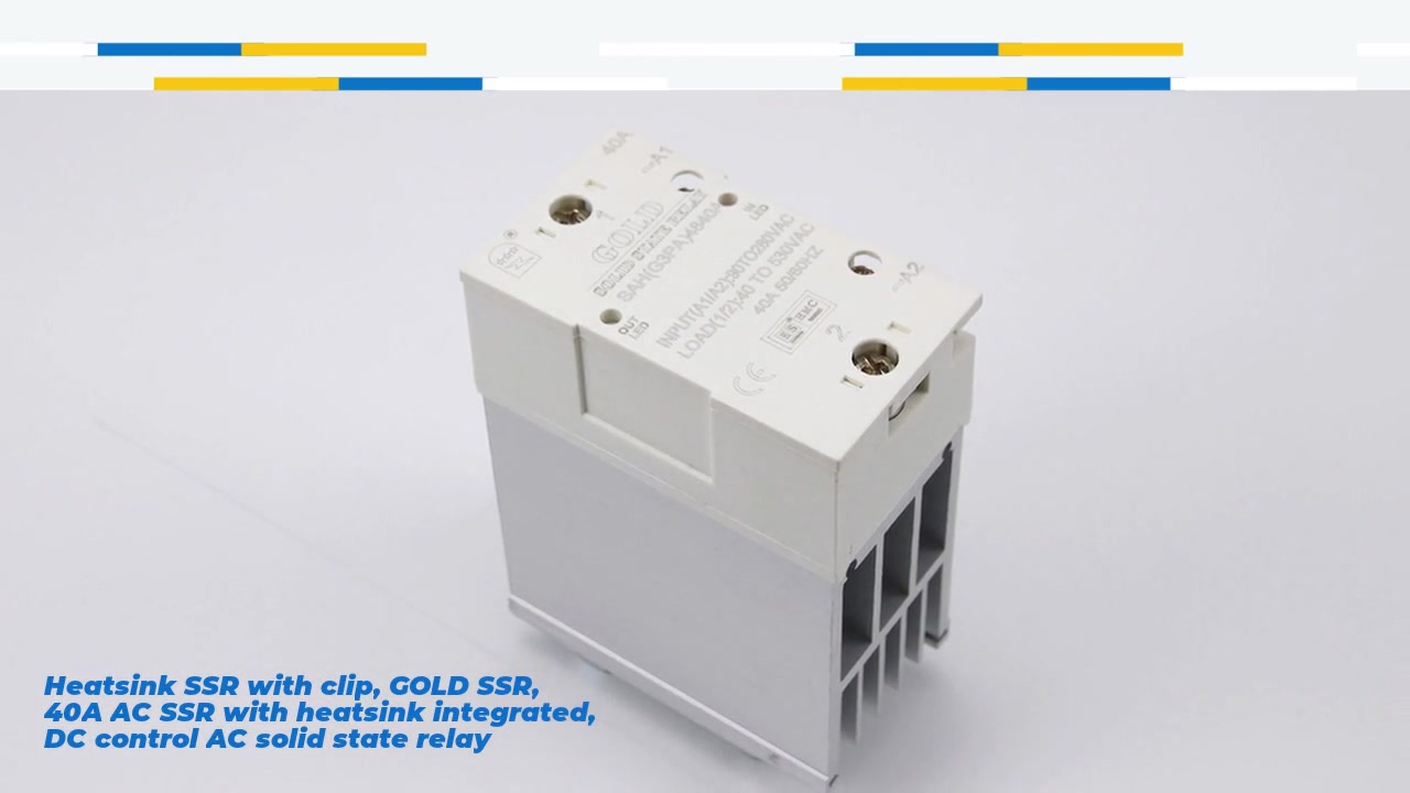 SSRSINK SSR con clip, SSR de oro, RSSC de 40A CA con disipador de calor, retransmisión de estado de CA integrado, entrada 4-32VDC, entrada y salida con indicación LED, capacidad de corriente de salida 40a, voltaje de salida 40-530vac