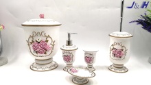 Polyresin- hand painted flower decor polyresin bathroom accessories