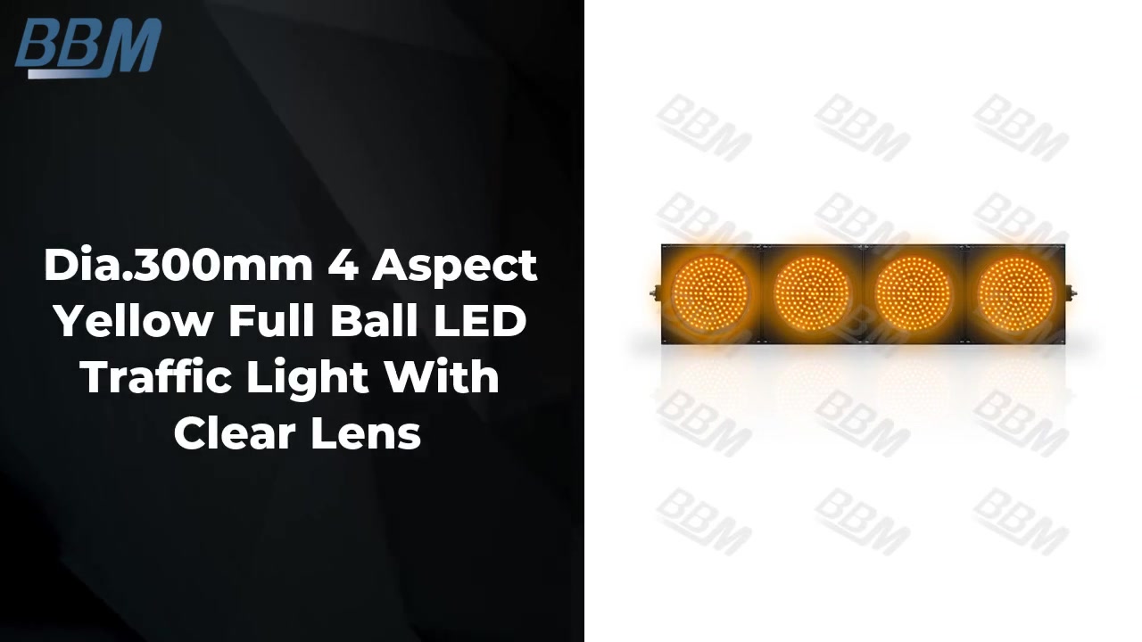 Quality Dia.300mm 4 Aspect Yellow Full Ball LED Traffic Light With Clear  Lens Manufacturer
