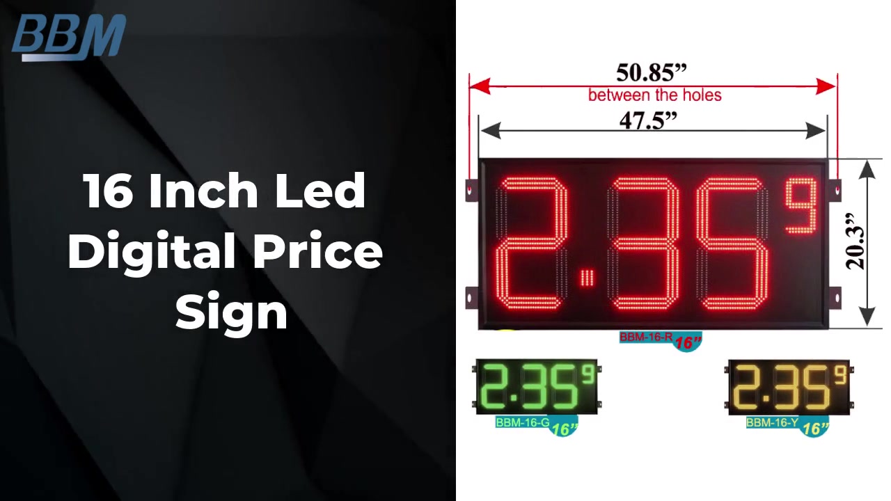 Quality 16 Inch Led Digital Price Sign Manufacturer | BBM Traffic Light