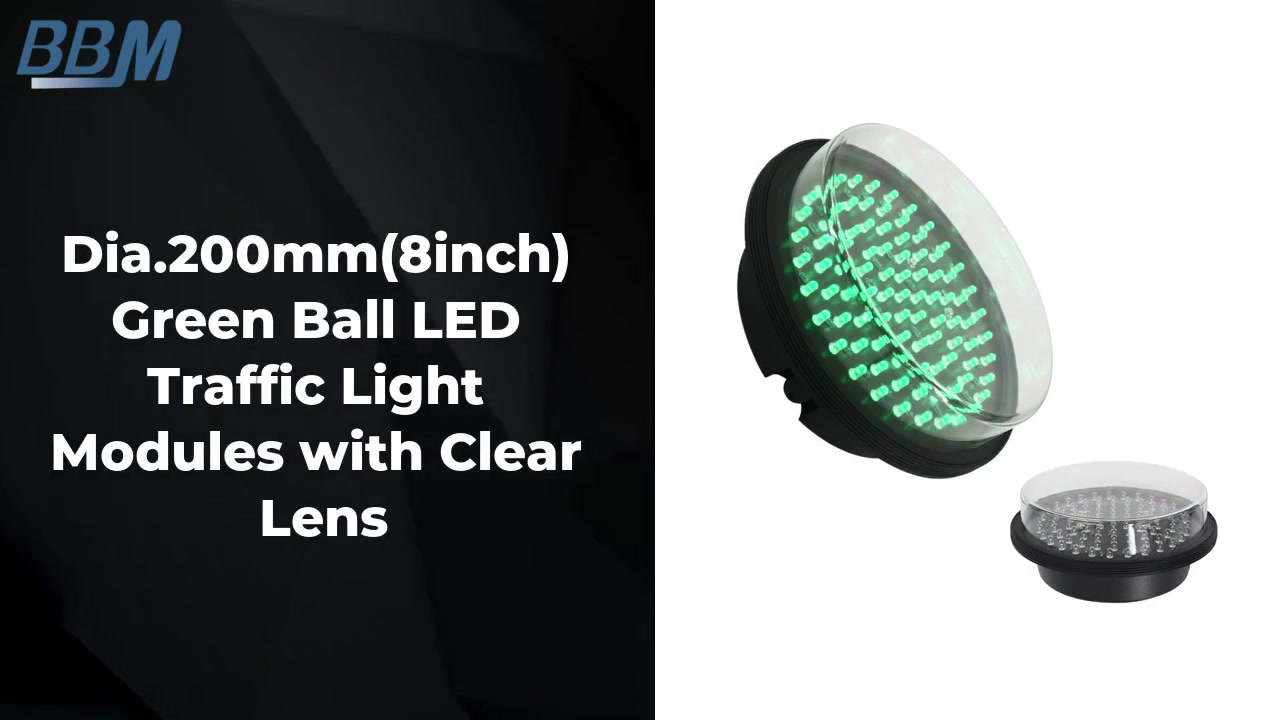 Dia.200mm(8inch) Green Ball LED Traffic Light Modules with Clear Lens ...
